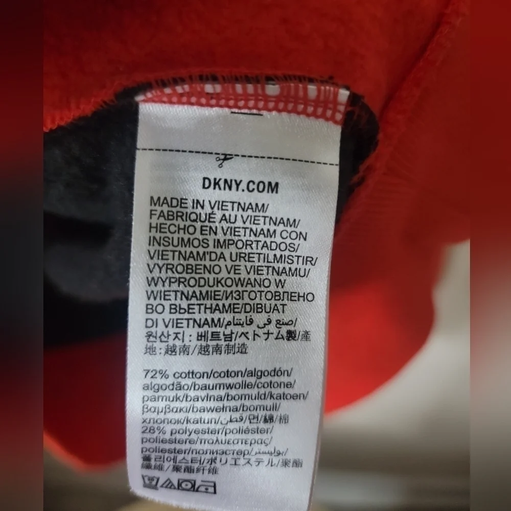 DKNY HOODIE Pullover red/ black size Small.